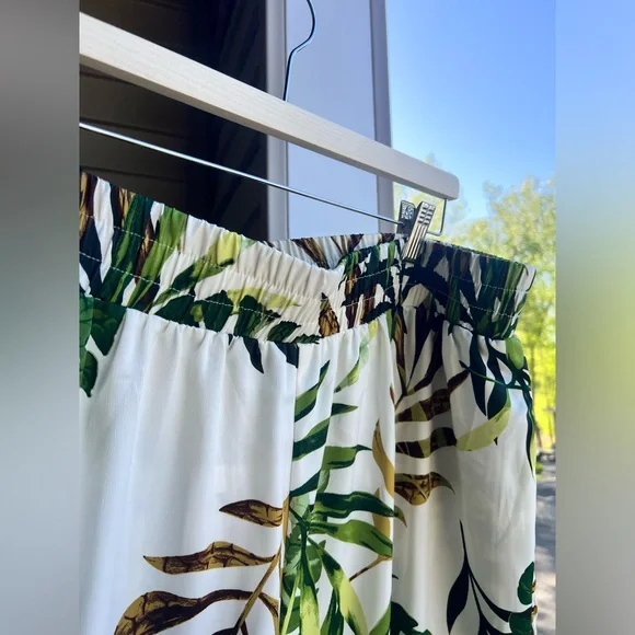 🆕 🌿Nina Parker x Macy’s Palm Leaf Tropical Wide Leg Pants Beach Chic Size 2X 🌿 - Picture 6 of 11